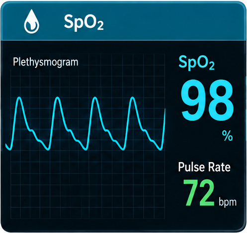 Blood oxygen (SpO2) waveform monitoring